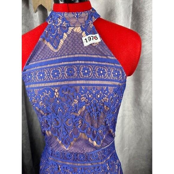 Jr. Midnight Doll Blue Lace Nude Lined Dress 9 - Picture 6 of 6